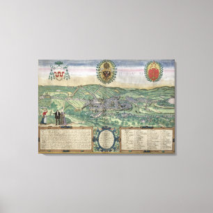Kaart van Liege, van "Civitates Orbis Terrarum" do Canvas Afdruk