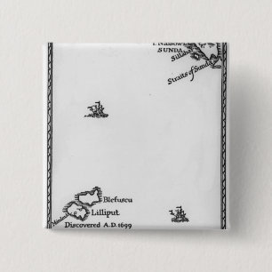 Kaart van Lilliput en Blefuscu Vierkante Button 5,1 Cm