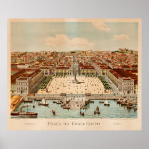 kaart van Lissabon Portugal (1860) Poster