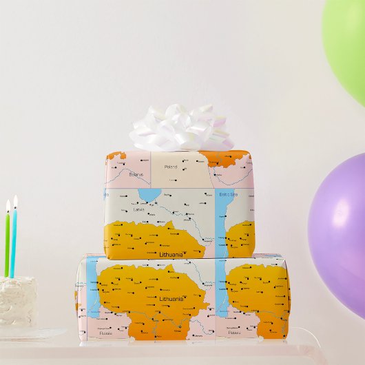 Kaart van Litouwen Cadeaupapier