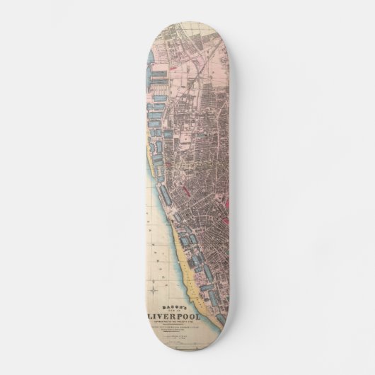  kaart van Liverpool England (1890) Skateboard (Voorkant)