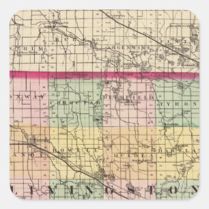 Kaart van Livingston County, Michigan Vierkante Sticker