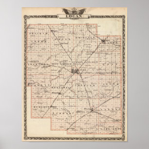 Kaart van Logan County Poster