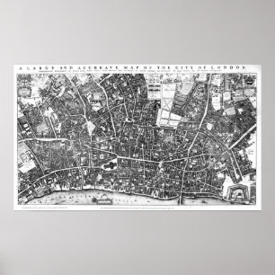  kaart van Londen (1677) Poster