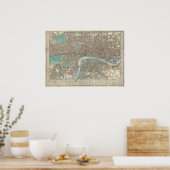  kaart van Londen (1848) Poster (Keuken)