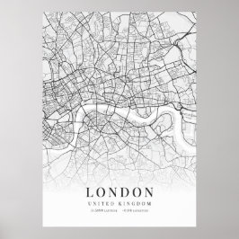 Kaart van Londen City Poster