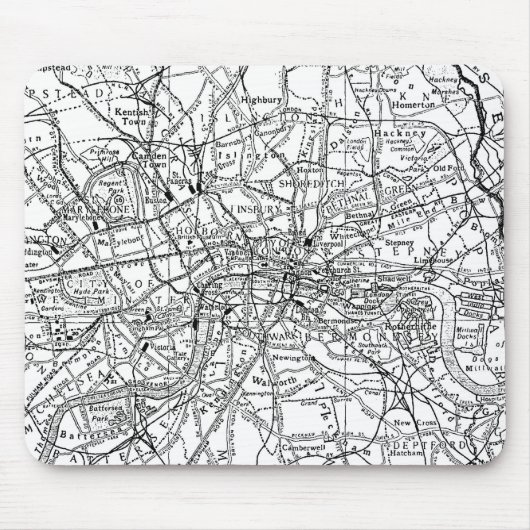  kaart van Londen Engeland (1911) Muismat (Voorkant)