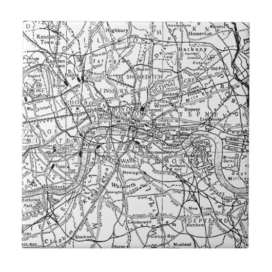  kaart van Londen Engeland (1911) Tegeltje (Voorkant)