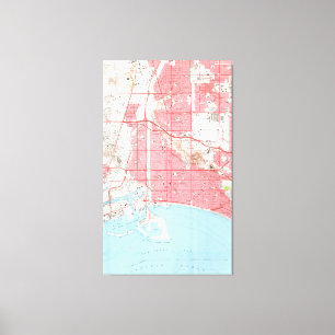 kaart van Long Beach California (1964) 2 Canvas Afdruk