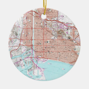  kaart van Long Beach California (1964) Keramisch Ornament