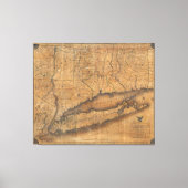 kaart van Long Island en Connecticut (1815) Canvas Afdruk (Voorkant)