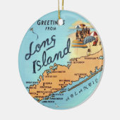  kaart van Long Island Keramisch Ornament (Links)