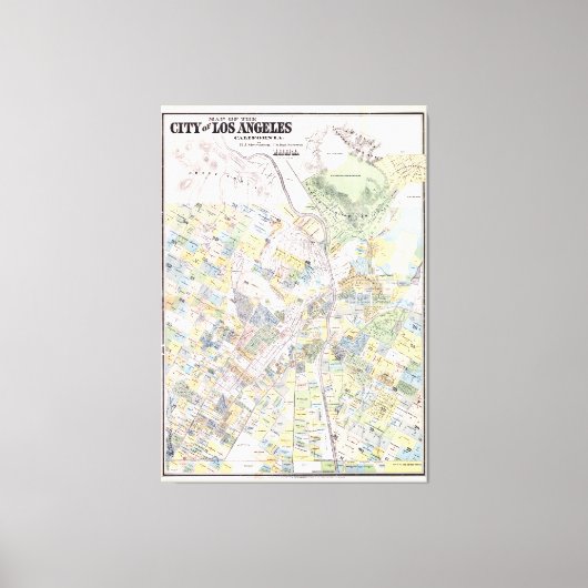  kaart van Los Angeles CA (1884) Canvas Afdruk (Voorkant)