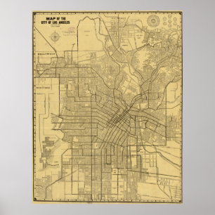 kaart van Los Angeles CA (1914) Poster
