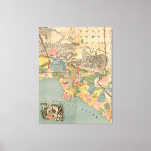 kaart van Los Angeles County CA (1888) Canvas Afdruk
