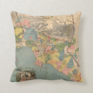  kaart van Los Angeles County CA (1888) Kussen