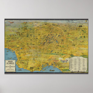 kaart van Los Angeles Poster