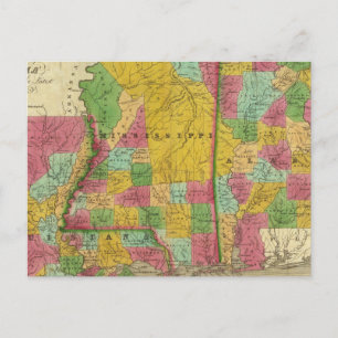 Kaart van Louisiana, Mississippi en Alabama