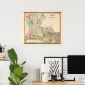  kaart van Louisiana Poster (Thuiskantoor)
