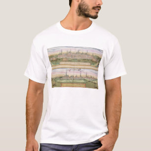 Kaart van Lubeck en Hamburg, uit 'Civitates Orbis T-shirt
