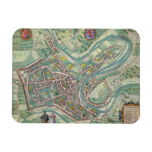 Kaart van Luxemburg, van "Civitates Orbis Terrarum Magneet