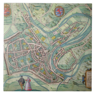Kaart van Luxemburg, van "Civitates Orbis Terrarum Tegeltje