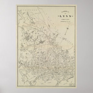 kaart van Lynn MA (1905) Poster
