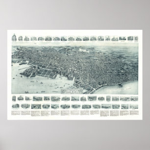 Kaart van Lynn, Massachusetts uit 1916 Poster