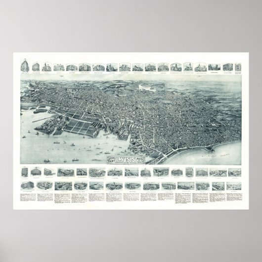 Kaart van Lynn, Massachusetts uit 1916 Poster (Voorkant)