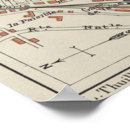 kaart van Lyon Frankrijk (1888) Poster (Hoek)