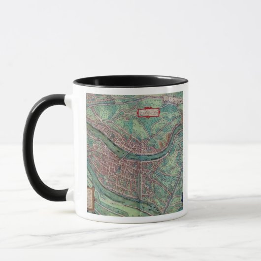 Kaart van Lyon, van "Civitates Orbis Terrarum" doo Mok (Links)