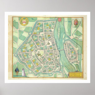 Kaart van Maastricht, van "Civitates Orbis Terraru Poster