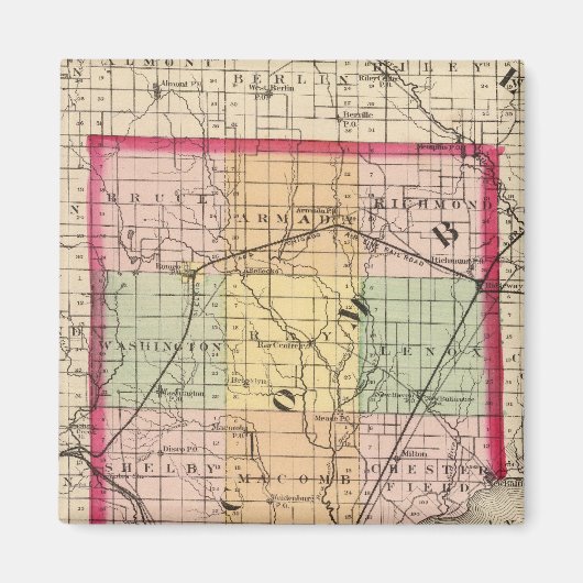 Kaart van Macomb County, Michigan Magneet (Voorkant)