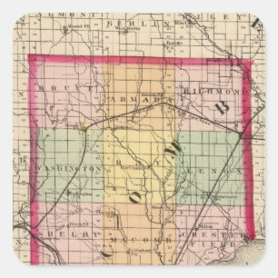 Kaart van Macomb County, Michigan Vierkante Sticker