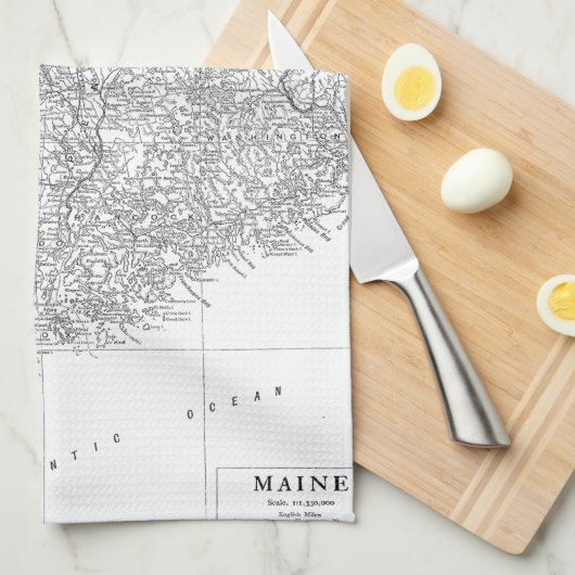  kaart van Maine (1911) Theedoek (Quarter Fold)