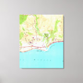 kaart van Malibu California (1950) Canvas Afdruk (Voorkant)