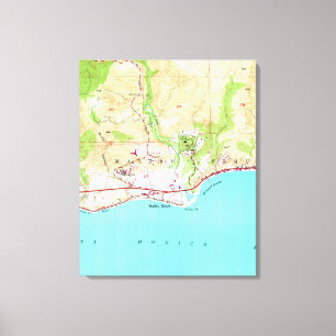 kaart van Malibu California (1950) Canvas Afdruk