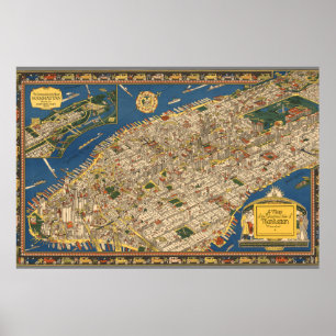kaart van Manhattan Poster