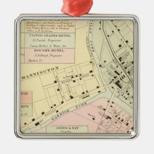Kaart van Mannington, West Virginia Metalen Ornament