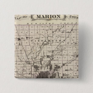 Kaart van Marion County 2 Vierkante Button 5,1 Cm