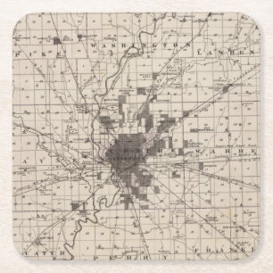 Kaart van Marion County 2 Vierkante Kartonnen Onderzetter