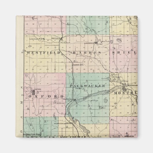 Kaart van Marquette County & Westfield Magneet (Voorkant)