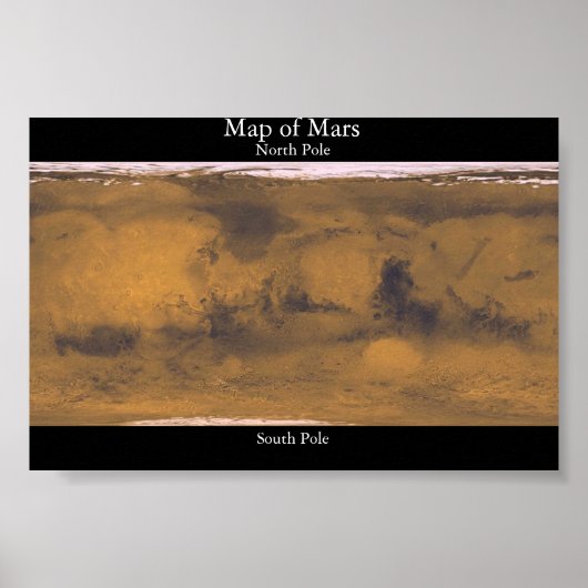 Kaart van Mars Poster (Voorkant)