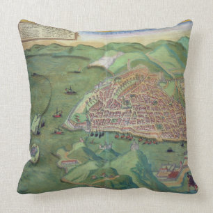 Kaart van Marseille, uit "Civitates Orbis Terrarum Kussen