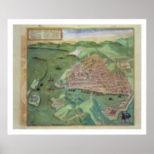 Kaart van Marseille, uit "Civitates Orbis Terrarum Poster