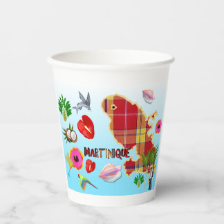 Kaart van Martinique Papieren Bekers