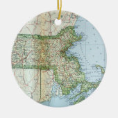  kaart van Massachusetts (1905) Keramisch Ornament (Voorkant)