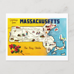  kaart van Massachusetts Briefkaart