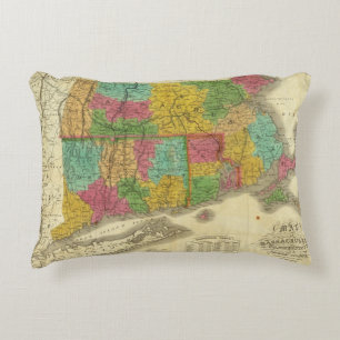 Kaart van Massachusetts en Connecticut Decoratief Kussen