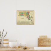 Kaart van Massachusetts Poster (Keuken)